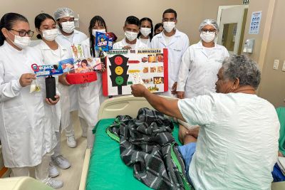 notícia: Pacientes do Hospital Galileu recebem Feira Nutricional no leito