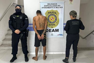 notícia: PC prende homem por agredir esposa grávida, na frente da filha, em Belém