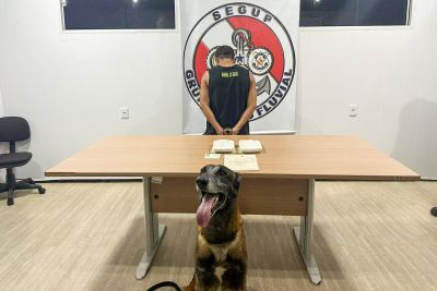 notícia: Equipes da Base Antônio Lemos prende um homem em flagrante e apreende 2 kg de drogas