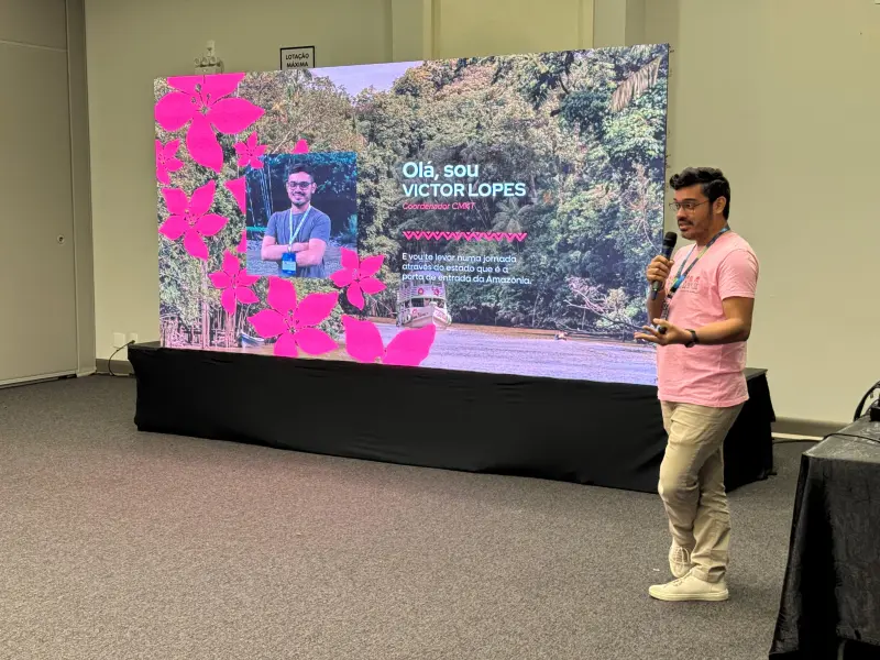 Coordenador de Promoção da Setur, Victor Lopes, fez a apresentação do Pará no evento