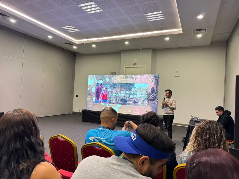 Coordenador de Promoção da Setur, Victor Lopes, fez a apresentação do Pará no evento