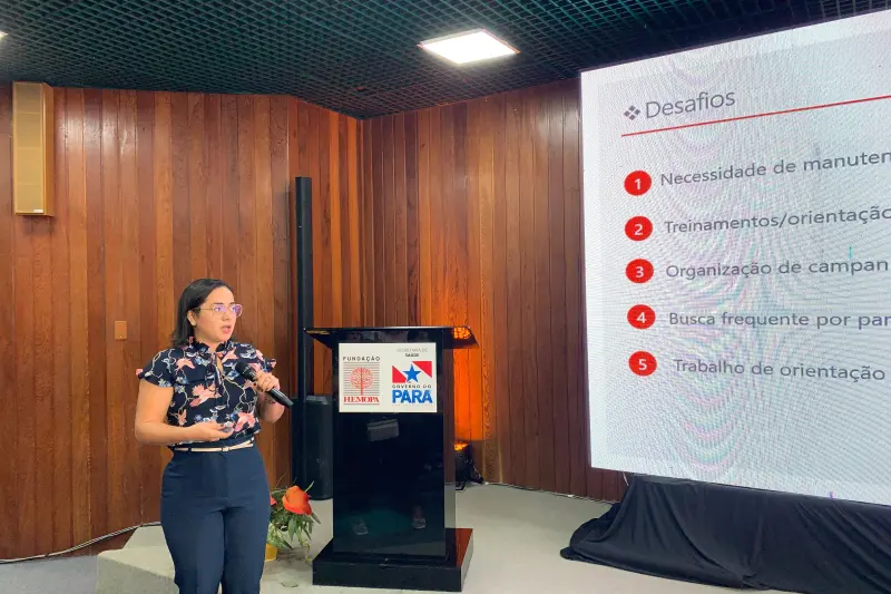 Aline Pardauil explicou as estratégias do Hospital Jean Bittar para incentivar a doação de sangue e fortalecer a rede transfusional.