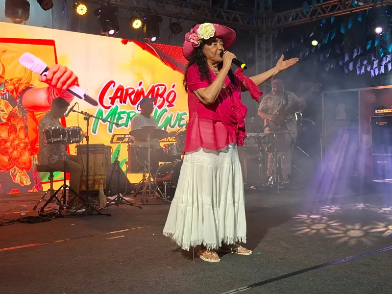 Cantora paraense, Nazaré Pereira, na festa de encerramento do Arraial de Todos os Santos no domingo (29) em Belém