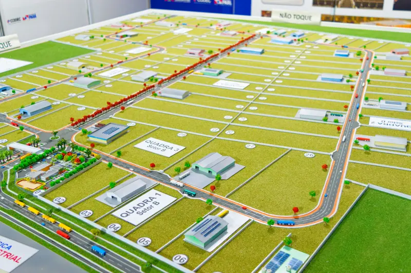 Maquete ilustrando os lotes do Condomínio Industrial de Castanhal