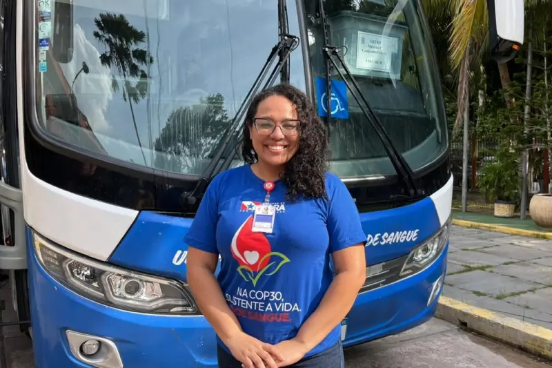 Marcela Silva – Assistente social do Hemopa “A ação ajuda a manter os estoques de sangue e descentraliza a doação, especialmente antes da COP30.”