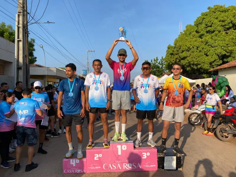 Resultado dos cinco primeiros colocados nna categoria masculino