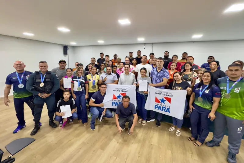 notícia: Seel recebe atletas e medalhistas sul-americanos para assinatura de termo de apoio ao esporte paraense