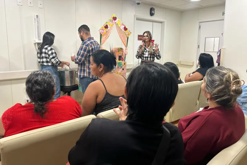 notícia: Metas de segurança do paciente com temática junina foi tema de roda de conversa no Hospital da Mulher do Pará