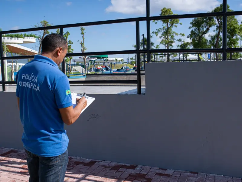 notícia: Polícia Científica pericia Parque da Cidade para identificar danos causados por terceiros