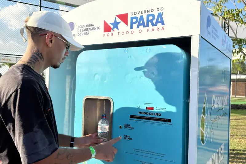 notícia: Ponto de hidratação da Cosanpa garante água a frequentadores do Parque da Cidade