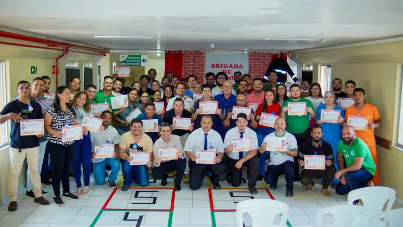 notícia: Complexo Hospitalar de Tucuruí empossa 66 brigadistas e recebe certificado de habite-se do Corpo de Bombeiros