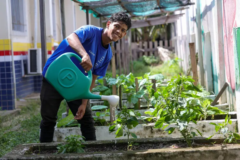 notícia: Hortas escolares incentivam debate sobre meio ambiente e sustentabilidade entre alunos