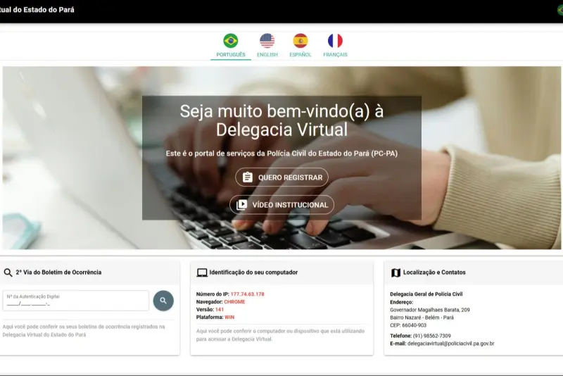 notícia: Governo do Pará lança Delegacia Virtual Multilíngue