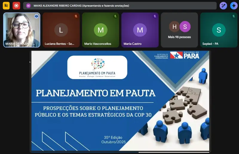notícia: Seplad realiza a 35ª edição do “Planejamento em Pauta”, com foco em COP30, Políticas Públicas e Bioeconomia