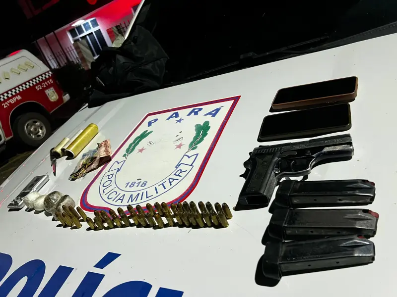 notícia: PM realiza intervenção policial no Parque Verde e apreende arma, drogas e munições